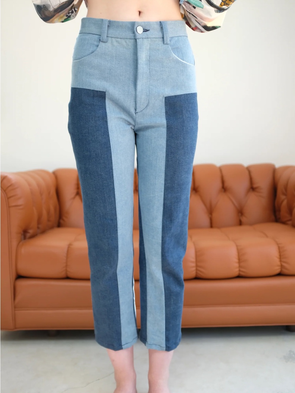 Rachel Comey Patchwork Bismarck Two-Tone Straight Leg Pants Designer Size 8